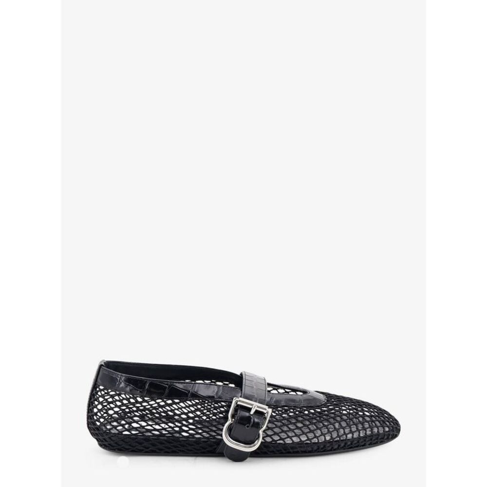 Alaia Women Flat Leather Ballerinas With Crocodile Effect